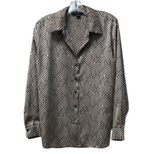 Sanctuary, Geometric Black and White Long Sleeve Shirt, Small